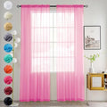 youleyar Solid Sheer Rod Pocket Curtain Voile Draperies 2 Panels White Beige Black Grey Coffee 52 Inch Width 54 Inch Long 1 Pair for Kitchen Bedroom Children Living Room Yard (New Pink,52Wｘ54L)