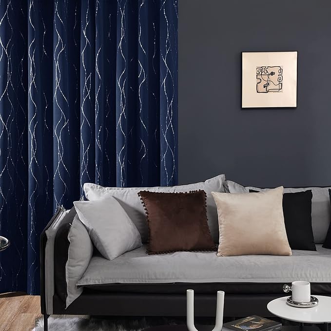 Deconovo Floor to Ceiling Curtains, Blackout Drapes 108 Inches Long, Soundproof Thermal Insulated Curtain Panel for Sliding Door, Grommet Top, Machine Washable Drape for Living Room Bedroom Office