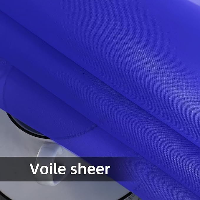 Youleyar Solid Sheer Rod Pocket Curtain Voile Draperies 2 Panels White Beige Black Ivory Coffee 26 Inch Width 40 Inch Long 1 Pair for Kitchen Bedroom Children Living Room Yard(Blue Sapphire,26W x 40L)