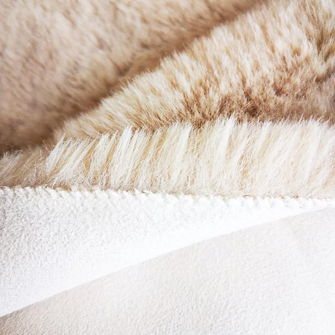 Ghouse Soft Faux Sheepskin Fur Rug 2x4 Light Brown Beige Fluffy Bedside Rugs Plush Rug Shag Nursery Carpet Area Rugs for Living Room Bedroom Playing Room Decor