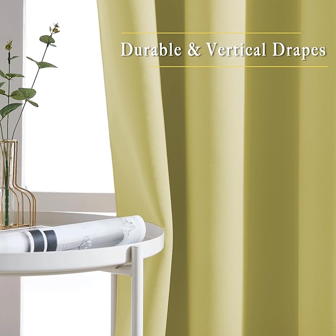 NICETOWN Paler Yellow Room Darkening Doorway Curtains 78 inch Length 2 Panels, Grommet Light Reducing Thermal Insulated Privacy Door Curtains Window Treatments for Bedroom, W52 x L78