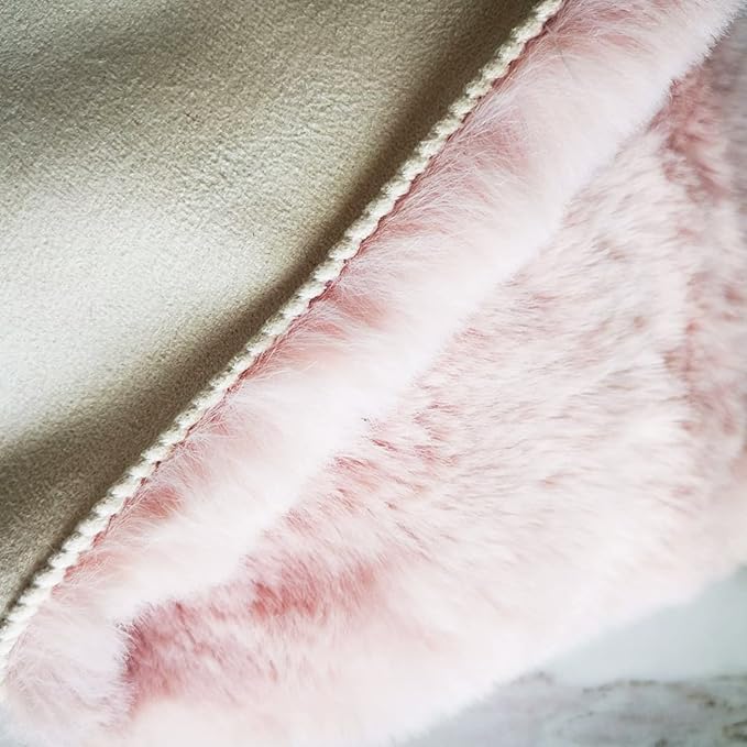 Ghouse Ultra Soft Faux Rabbit Fur Rug, Machine Washable Area Rugs for Bedroom Fluffy Rugs for Living Room, No-Shedding Carpet Sheepskin Runner Rugs Pink 2 x 8 Feet