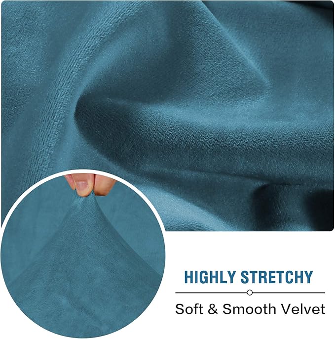 H.VERSAILTEX Velvet Stretch Couch Cushion Cover Plush Cushion Slipcover for Chair Cushion Furniture Protector Seat Cushion Sofa Cover (1 Piece Armchair Cushion Covers, Peacock Blue)