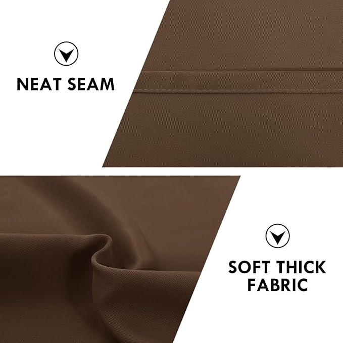 DWCN Blackout Curtains for Living Room Thermal Insulated, Energy Saving & Noise Reducing Bedroom Curtains, Brown, W 52x L 36 Inch, Set of 2 Rod Pocket Curtain Panels