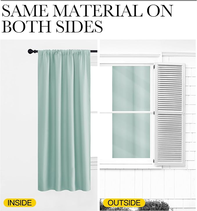 NICETOWN Blackout Curtains for Living Curtains, Aqua Blue, 2 Panels, 42 by 84, Room Darkening Window Curtain Panels, Easy-Care Solid Thermal Insulated Draperies/Drapes for Daughter Room