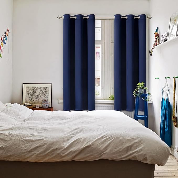 BGment Blackout Curtains for Bedroom - Grommet Thermal Insulated Room Darkening Curtains for Living Room, Set of 2 Panels (38 x 84 Inch, Navy Blue)