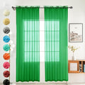 youleyar Solid Sheer Rod Pocket Curtain Voile Draperies 2 Panels White Beige Black Grey Coffee 52 Inch Width 90 Inch Long 1 Pair for Kitchen Bedroom Children Living Room Yard (Green,52Wｘ90L)