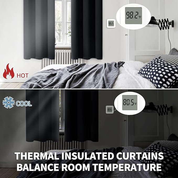 BGment Blackout Curtains - Grommet Thermal Insulated Room Darkening Bedroom and Living Room Curtains, Set of 2 Panels (52 x 108 Inch, Black)