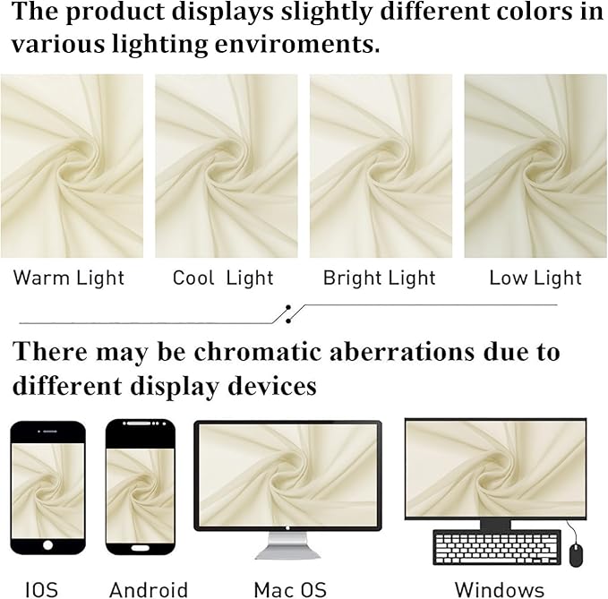 Lecloud Cream Sheer Curtains 63 Inch Length 2 Panels, Rod Pocket Light Filtering Bedroom Curtains for Living Room, Window Treatments Solid Voile Drapes for Bathroom, Each Panel 59" W x 63" L