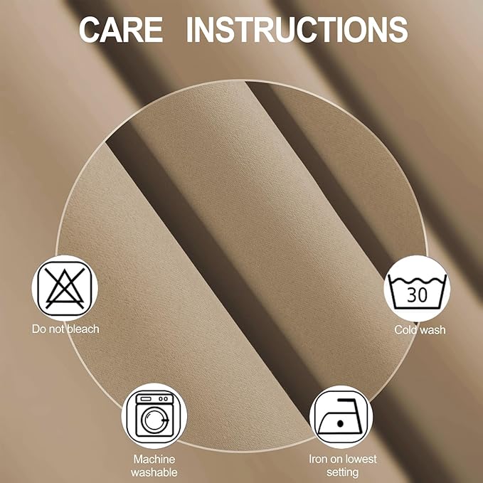 LEMOMO Blackout Curtains 66 x 95 inch/Natural Curtains Set of 2 Panels/Thermal Insulated Room Darkening Bedroom Curtains