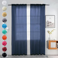 youleyar Solid Sheer Rod Pocket Curtain Voile Draperies 2 Panels White Beige Black Grey Coffee 52 Inch Width 108 Inch Long 1 Pair for Kitchen Bedroom Children Living Room Yard (Navy,52Wｘ108L)