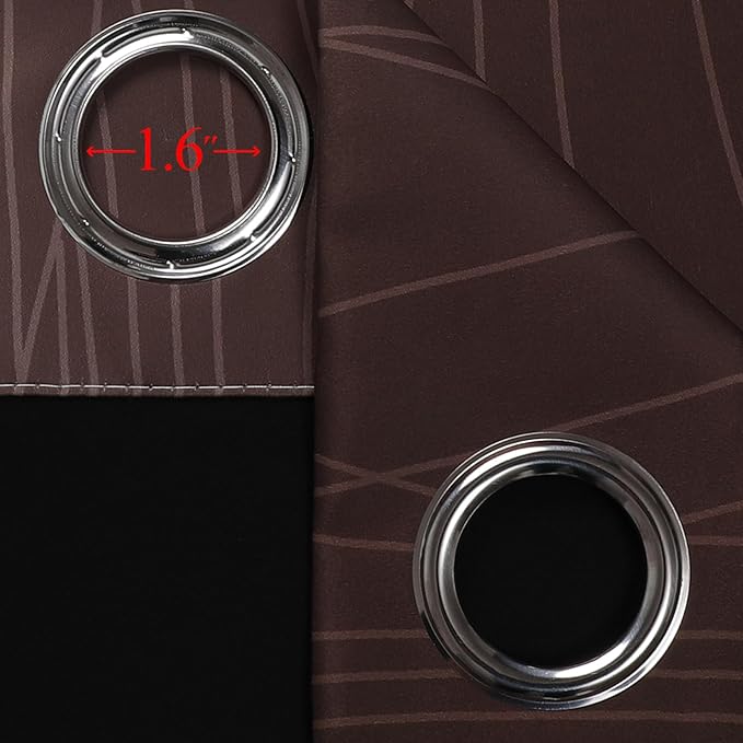 Estelar Textiler Brown and Greyish White Blackout Curtains 72 Inch Length 2 Panels Set, Full Room Darkening Grommet Ombre Curtains for Bedroom, Thermal Insulated Light Blocking Gradient Drapes,52Wx72L