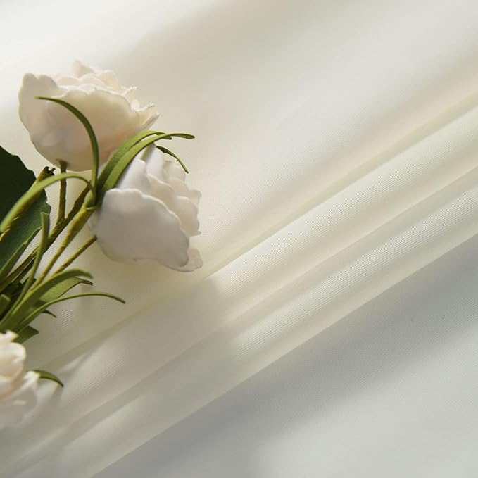 SpaceDresser Ivory Sheer Curtains 4 Panels Rod Pocket Semi-Sheer Curtain 84 Inches Long Light Filtering Voile Window Drapes for Bedroom Living Room Kitchen, Each 52W x 84L