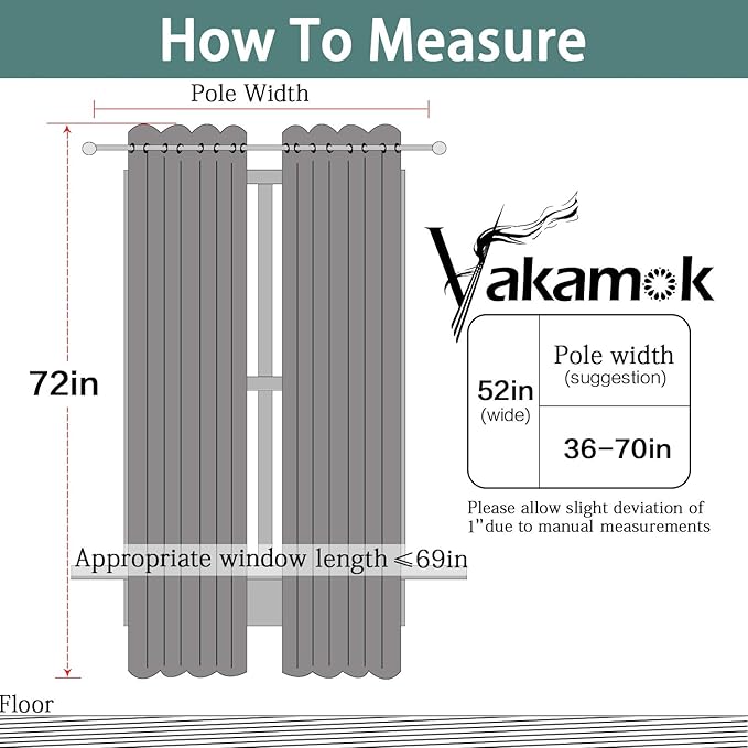 Yakamok White Thermal Insulated Curtains 84 Inch Length Solid Grommet Top Window Treatment Curtain Light Blocking Room Darkening Drapes for Bedroom Living Room(52x72 Inch, Pure White, 2 Panels)