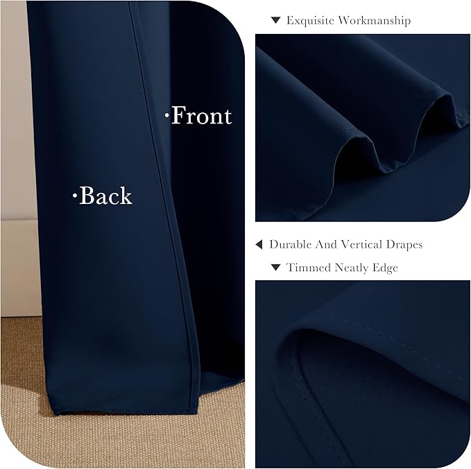 Pony Dance Short Drapesfor Kinchen, Half Drapes for Bathroom Window, Privacy Curtain Tiers for Basement Windows, loft Curtain Tiers for Bedroom, 34x36 Inch, Navy Blue, 2 Panels