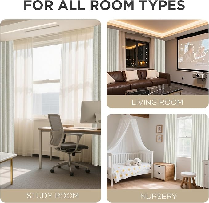 Joydeco Linen Blackout Curtains for Bedroom - 100% Light Blocking 1 Panels, Light Beige Drapes 100" W x 120" L, Thermal Insulated Room Darkening Curtains for Living Room, Rod Pocket & Back Tabs