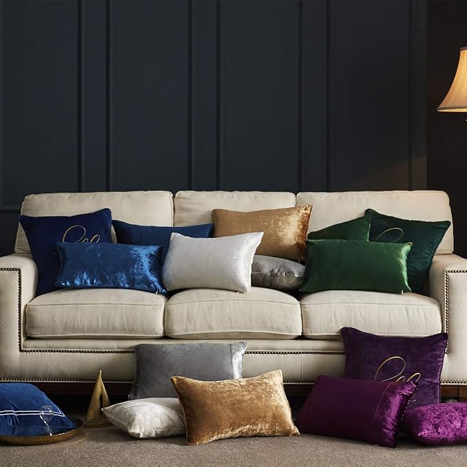 GIGIZAZA White Velvet Decorative Throw Pillow Covers for Sofa Bed 2 Pack Soft 20x20 Cushion Covers