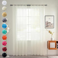 youleyar Solid Sheer Rod Pocket Curtain Voile Draperies 2 Panels White Beige Black Grey Coffee 70 Inch Width 108 Inch Long 1 Pair for Kitchen Bedroom Children Living Room Yard(Ivory,70Wｘ108L)
