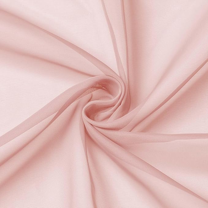 Extra Long Sheer Blush Curtains for Bedroom Living Room 120 Inches Long 2 Panels Set, Solid Soft Light Filtering Rod Pocket Sheer Window Curtains, Blush, Each 42" Wx120 L Inch