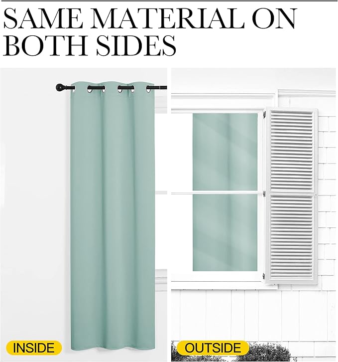 NICETOWN Blackout Window Curtains 70" L, 2 Panels, 34 inch, Aqua Blue, Grommet Top Room Darkening Thermal Insulated Vertical Window Drapes Modern for Flat/Apartment