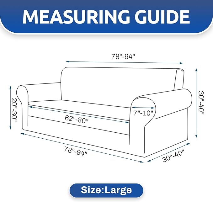 KEKUOU Stretch Sofa Cover Slipcover ，Couch Covers for 3 Cushion Couch Sofa pet Friendly (78"-94") Furniture Protector Sofa with Elastic Bottom for Kids,Dog, Jacquard Small Checked(Large,Charcoal)
