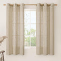 LAMIT Linen Curtains 63 inches Long for Bedroom, Bronze Grommet Linen Drapes Light Filtering Semi Sheer Curtains for Small Window/Farmhouse, 2 Panels (38 x 63 Inch, Brown)