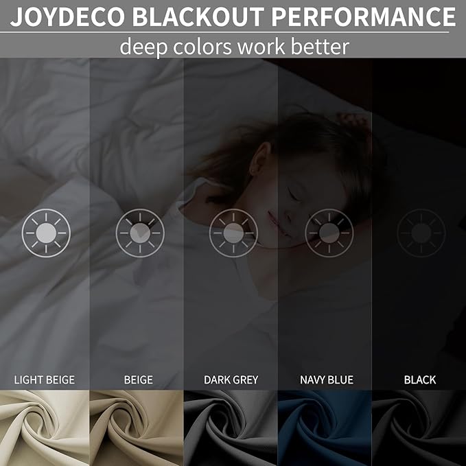Joydeco Blackout Curtains 90 Inches Long 2 Panels Set, Thermal Insulated Long Curtains& Drapes 2 Burg, Room Darkening Drapes for Bedroom Living Room (Greyish White, W37 x L90 Inch)