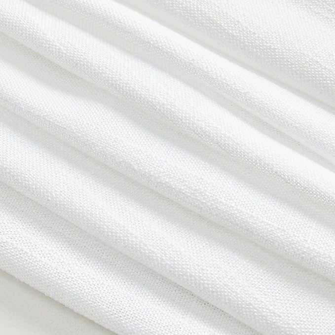 MYSKY HOME Short Curtains for Small Kitchen Windows 45 inches Length, Linen Look Curtain Drapes Cotton Polyester Blend, Soft Fabric Light Filtering Privacy Protect, 50 x 45 inches, White, 2 PCs