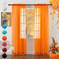 youleyar Solid Sheer Rod Pocket Curtain Voile Draperies 2 Panels Orange Beige Black Grey Coffee 38 Inch Width 45 Inch Long 1 Pair for Kitchen Bedroom Children Living Room Yard(Orange,38Wｘ45L)