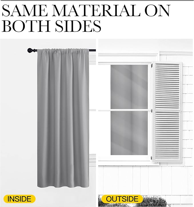 NICETOWN RV Blackout Curtains for Camper Windows, Short Room Darkening Drapes for Kitchen, Home Decoration Thermal Insulated Blackout Blinds for Small Windows (Silver Grey, 2 Panels, W34 x L36)