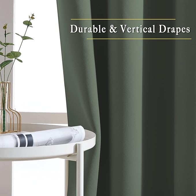 NICETOWN Bedroom Curtains 63 inch Length 2 Panels - Grommet Top Blackout Room Darkening Sound Reduction Privacy Thermal Drapes for Flat/Laundry, Dark Mallard, W37 x L63