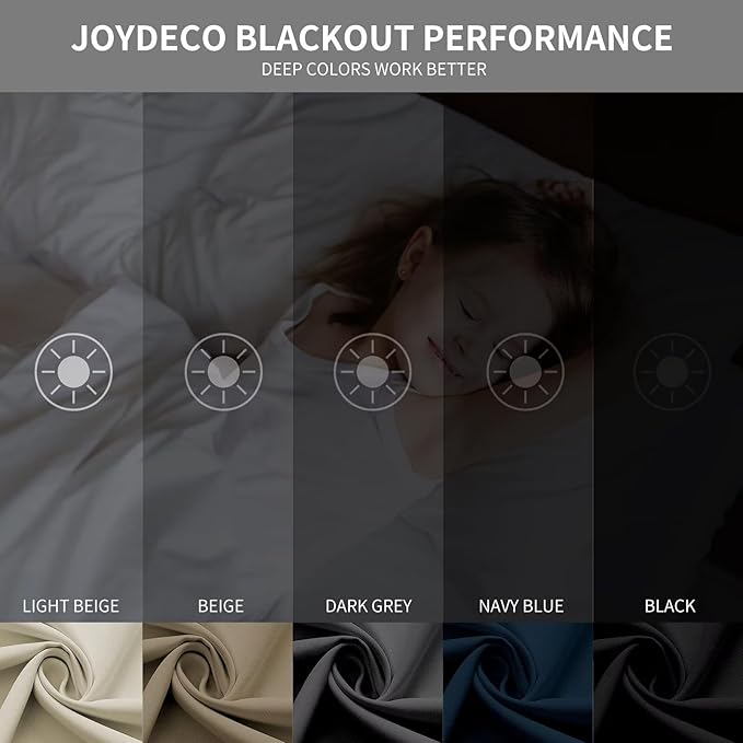Joydeco Blackout Curtains 45 Inch Length 2 Panels Set, Thermal Insulated Long Curtains& Drapes 2 Burg, Room Darkening Grommet Drapes for Living Room Bedroom Window (W52 x L45 Inch, Peacock Blue)