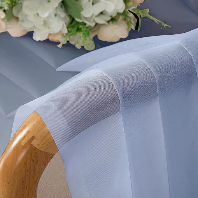 Lecloud Denim Blue Sheer Curtains 84 Inches Long 2 Panels, Light Filtering Bedroom Curtains with Rod Pocket, Airy Voile Farmhouse Window Drapes for Living Room Dining Room, Each Panel 42" W x 84" L