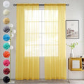 youleyar Solid Sheer Rod Pocket Curtain Voile Draperies 2 Panels White Beige Black Grey Coffee 52 Inch Width 84 Inch Long 1 Pair for Kitchen Bedroom Children Living Room Yard (Yellow,52Wｘ84L)