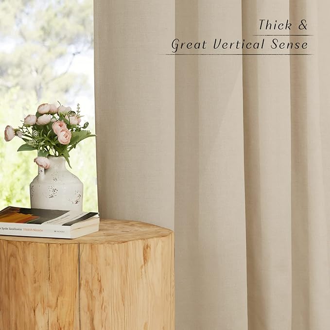 NICETOWN Linen 78 inch Curtains for Kitchen Window, Grommet Thick Flax Linen Angora Small Window Treatments Privacy Assured with Light Filtering for Cafe/Kids Room, W68 x L78, 2 Panels