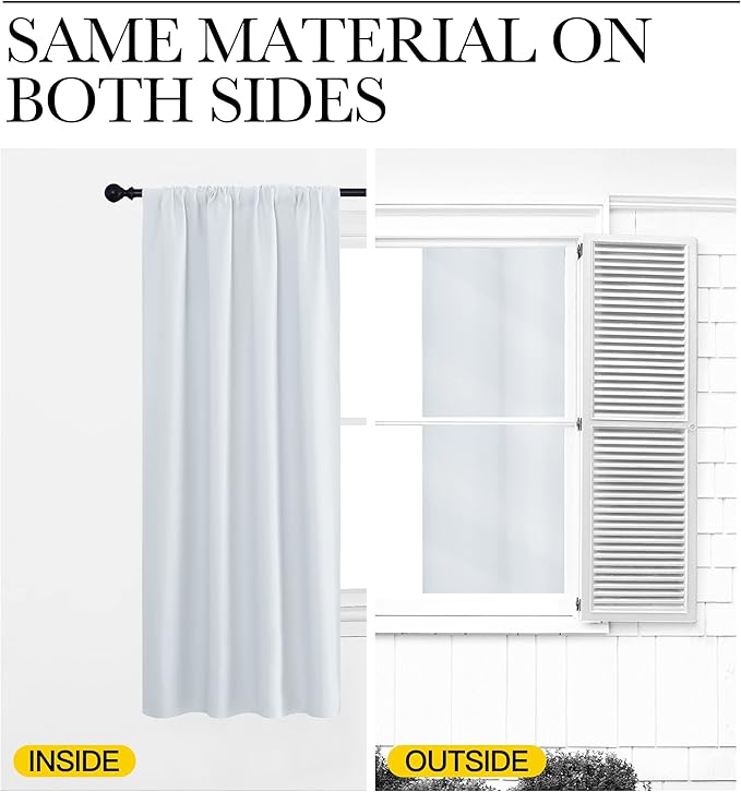 NICETOWN Greyish White Window Curtain Panels - Thermal Insulated Rod Pocket Room Darkening Curtain Sets for Bedroom (Greyish White, 2 Panels, 34 by 40)