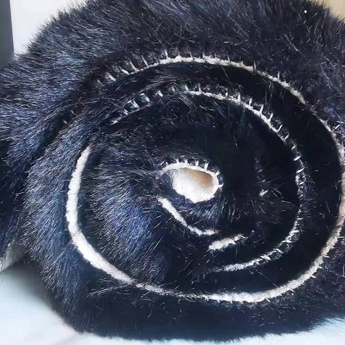 Ghouse Faux Rabbit Fur Round Rug 4ft Black Round Rugs for Bedroom Decor Fluffy Area Rugs for Living Room, no-Shedding Carpet Sheepskin Washable Rug Rome Decor