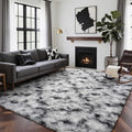 5x7 Ft Large Shag Rugs for Bedroom Living Room Decor for Men Boys, Tie Dyed Ultra Soft Fluffy Furry Area Rug for Indoor Floor, Aesthetic Carpet for Home Decor (Black White)