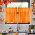 youleyar Solid Sheer Rod Pocket Curtain Voile Draperies 2 Panels White Beige Black Ivory Grey 26 Inch Width 24 Inch Long 1 Pair for Kitchen Bedroom Children Living Room Yard(Orange,26W x 24L)