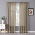 Tollpiz Sheer Curtain Linen Textured Living Room Curtains Sheer Light Filtering Rod Pocket Voile Curtain for Bedroom, 54 x 72 inches Long, Taos Taupe, Set of 2 Panels