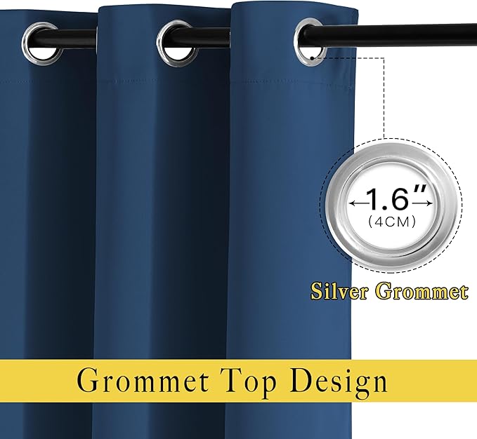 NICETOWN Room Darkening Curtains 84 inch Length 2 Panels, Thermal Insulated Grommet Blackout Curtains for Modern Casual Elegant Bedroom Kids Room Theme Decoration (Moroccan Blue, 2 Pieces, W52)