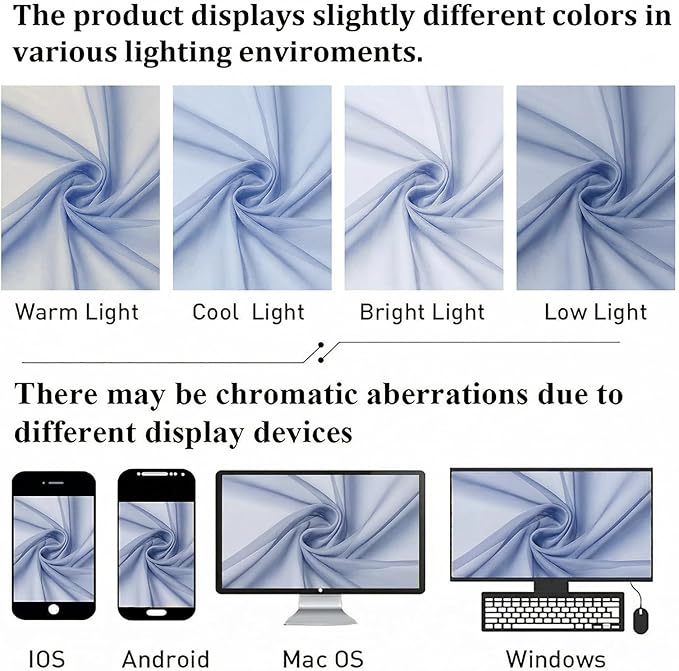 Lecloud Denim Blue Sheer Curtains 54 Inch Length 2 Panels, Voile Light Filtering Bedroom Curtains for Living Room Windows, Rod Pocket Rustic Solid Drapes for Dining Room, Each Panel 42" W x 54" L