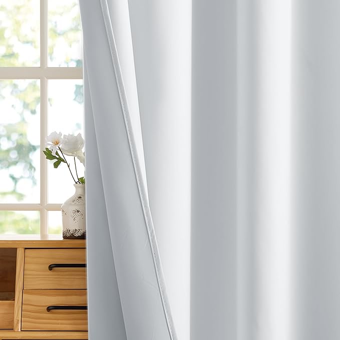 RYB HOME White 100% Blackout Curtains, Short Thermal Insulated Heat & UV Blocking Total Room Darkening Privacy Drapes for Small Window, Width 29 by Length 36, White, 2 Panels