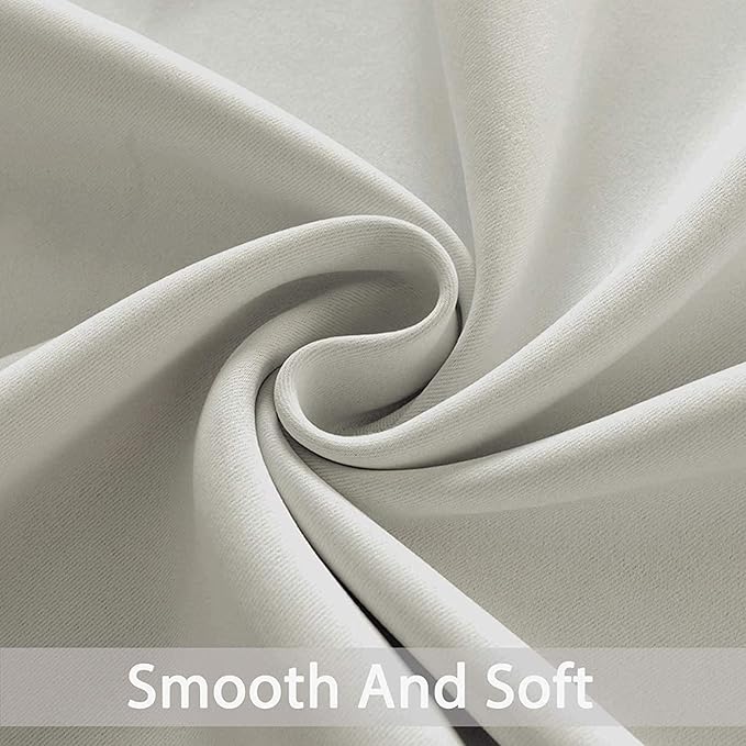 Yakamok Blackout Curtains Room Darkening Thermal Insulated Window Panels,Solid Grommet Top Drapes for Bedroom/Living Room(70Wx84L, Light Beige, 2 Panels)