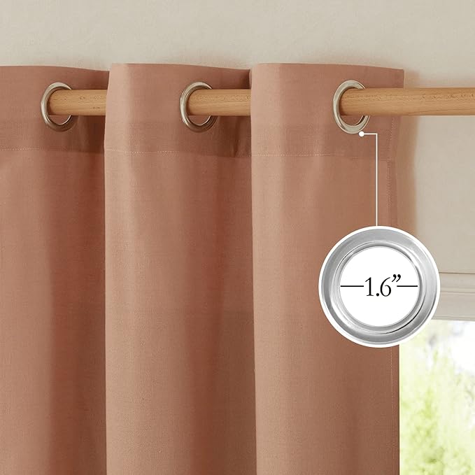 NICETOWN Terracotta Linen Doorway Curtains 80 inches Long, Grommet Thick Linen Weave Semi Sheer Window Treatments Privacy Assured with Light Filtering for Bedroom/Side Door, W34 x L80