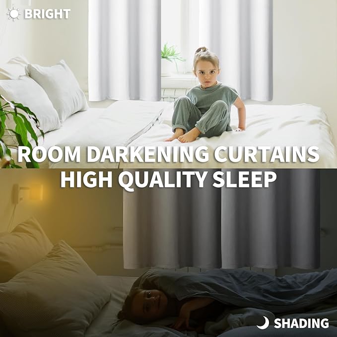 BGment Room Darkening Curtains 45 Inches Long - Grommet Thermal Insulated Drapes Window Treatment Curtains for Bedroom, 2 Panels, 52 x 45 Inch, Pure White