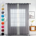 youleyar Solid Sheer Rod Pocket Curtain Voile Draperies 2 Panels White Beige Black Grey Coffee 52 Inch Width 128 Inch Long 1 Pair for Kitchen Bedroom Children Living Room Yard(Grey,52Wｘ128L)
