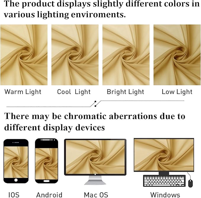 Lecloud Gold Sheer Curtains 72 Inch Length 2 Panels, Light Filtering Voile Window Drapes for Bedroom, Dual Rod Pocket Living Room Elegant Window Treatments, 40 W x 72 L Inches, Gold