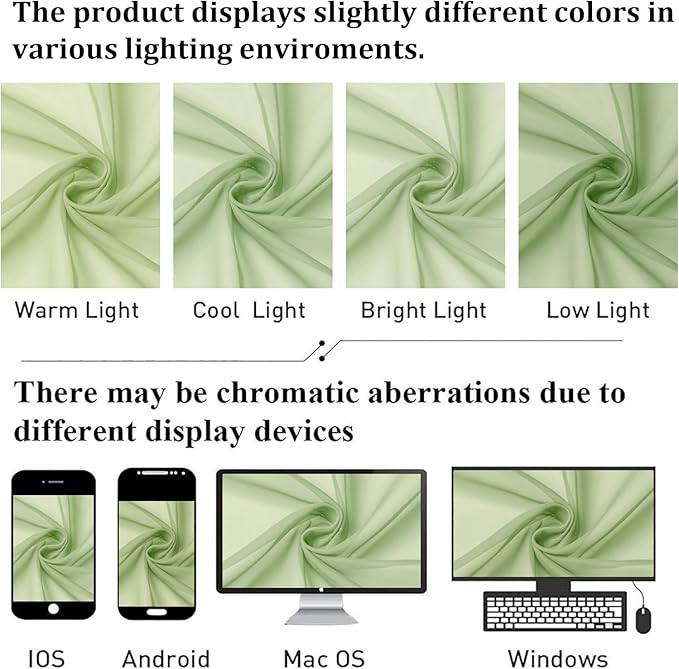 Lecloud Light Green Sheer Curtains 90 Inches Long 2 Panels, Modern Light Filtering Breathable Curtain, Gauzy Stylish Home Decor Drapes with Rod Pocket for Living Room Bedroom, Each 42" W x 90" L