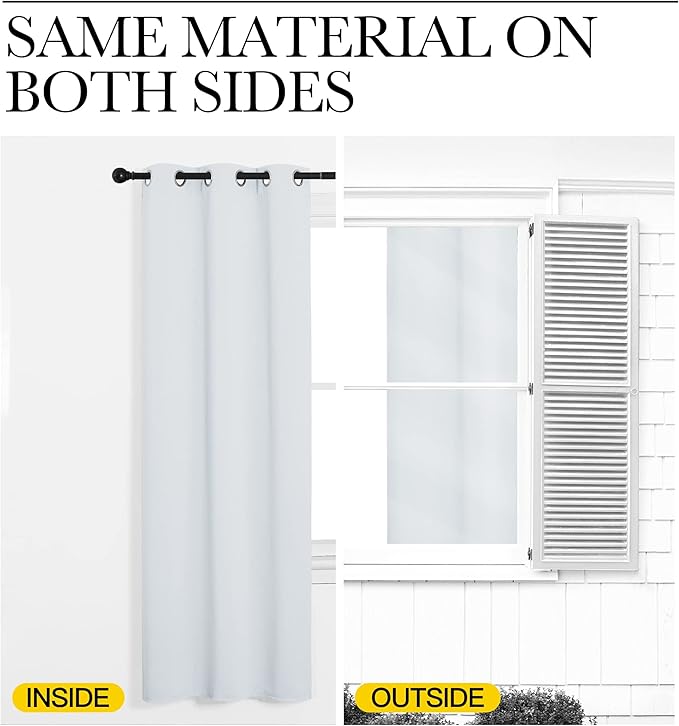 NICETOWN Bedroom Blackout Curtains Panels, 1 Pair, 55 inches by 92 Inch, Greyish White, Triple Weave Energy Saving Thermal Insulated Solid Grommet Blackout Draperies for Patio